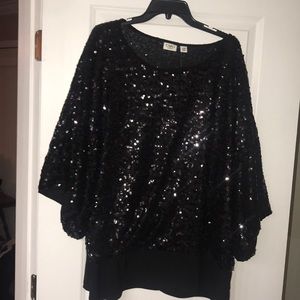 NWT Black sequin shirt by Cato.  26/28.